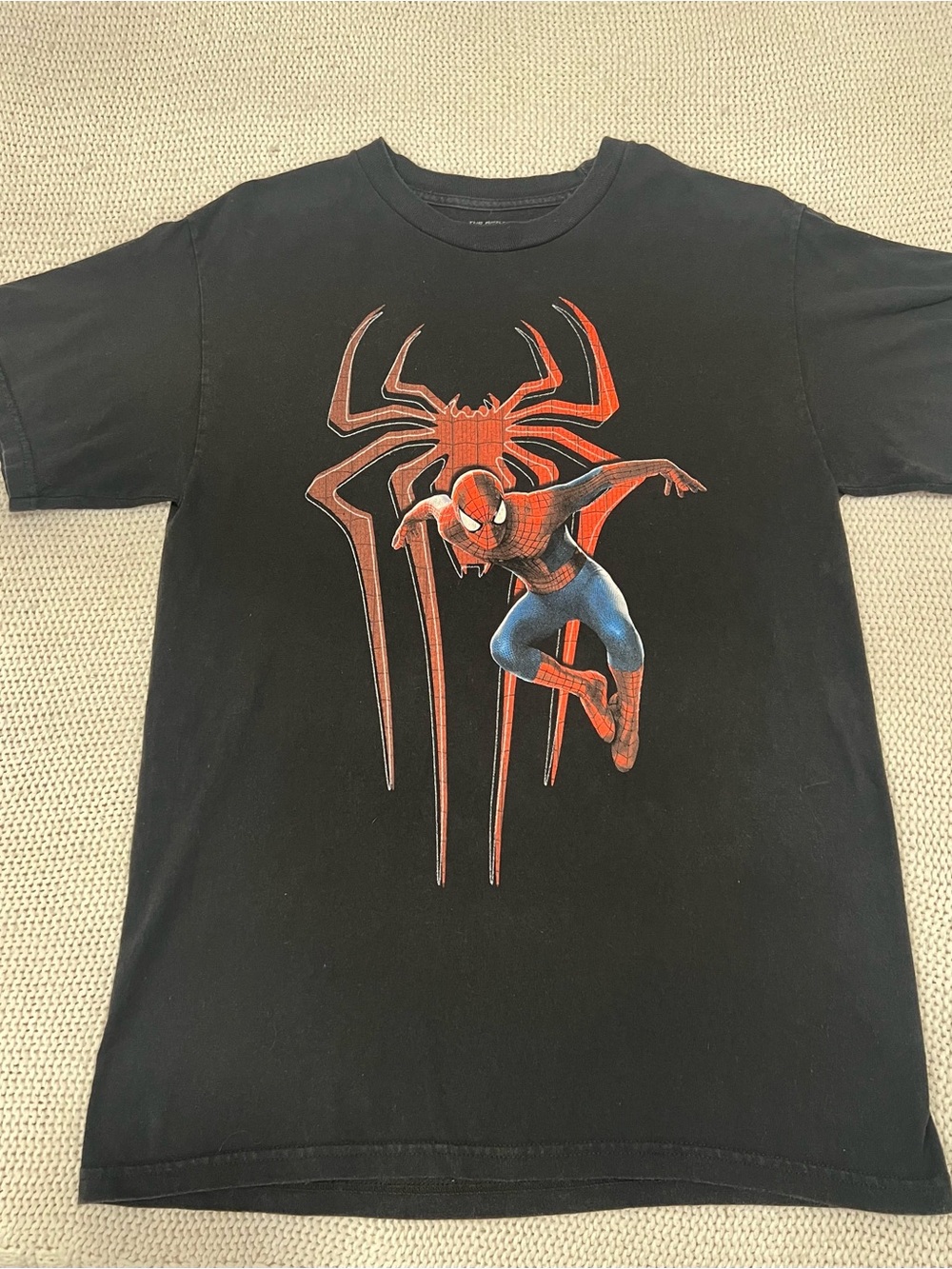 MAD Engine Black Spider-Man Graphic Tee with Red and Blue Print